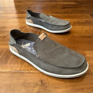 OluKai Nalukai Slip-On Men Sz 12 Gray Casual Leather Shoes Water Resistant